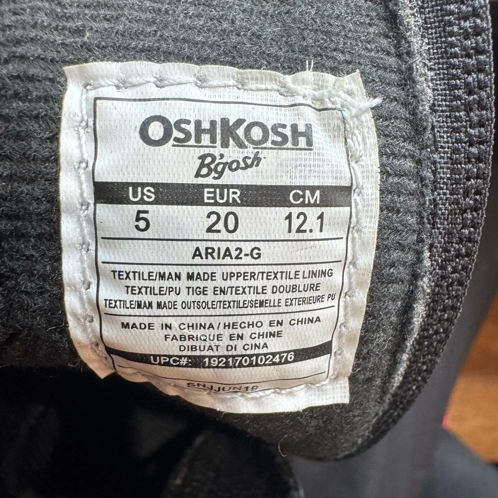 OshKosh B'gosh Girls Moto Boots Black Faux Leather Zip Size‎ 5